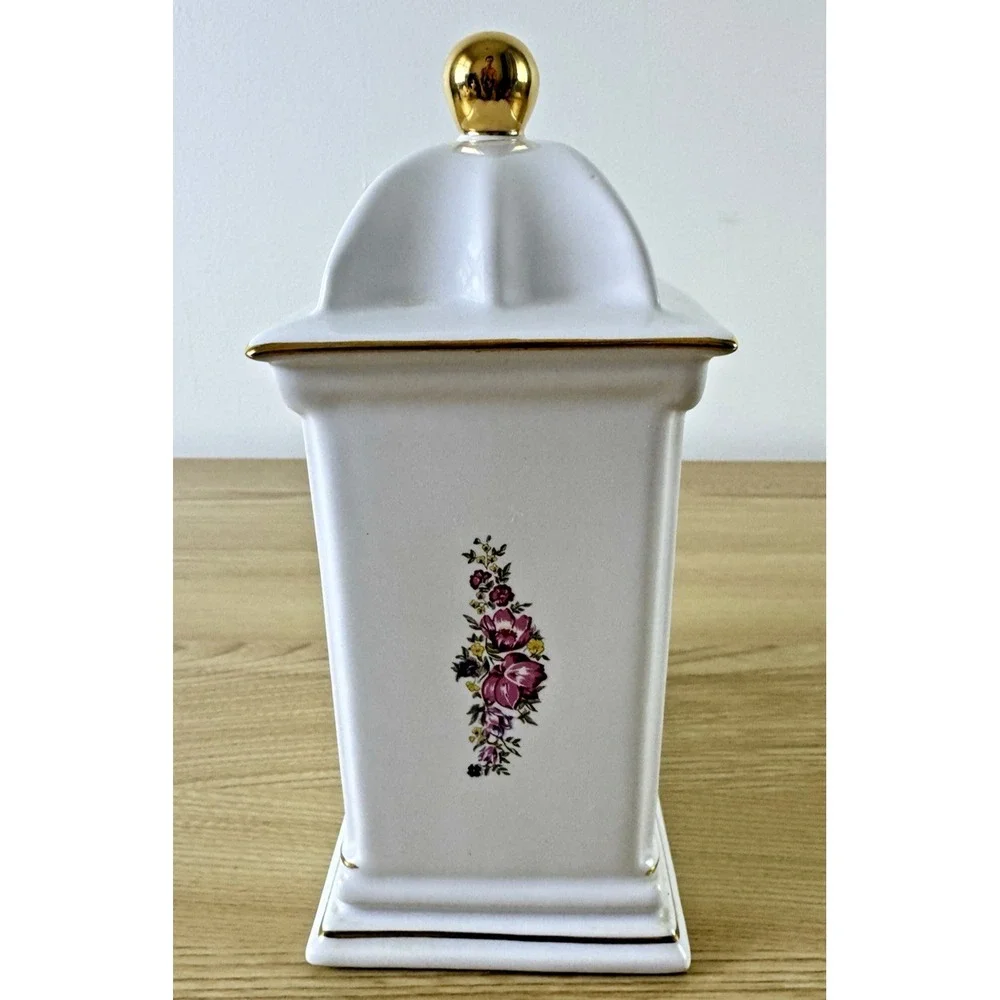 1993 PS Limited Edition Porcelain Mantel Clock Hidden Storage Floral Gold